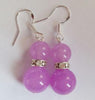 Free shipping 4Pairs 4Colors 8-10mm Gemstones Round Beads Dangle Silver Hook Earrings AAA+