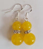 Free shipping 4Pairs 4Colors 8-10mm Gemstones Round Beads Dangle Silver Hook Earrings AAA+