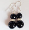 Free shipping 4Pairs 4Colors 8-10mm Gemstones Round Beads Dangle Silver Hook Earrings AAA+