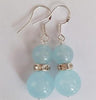 Free shipping 4Pairs 4Colors 8-10mm Gemstones Round Beads Dangle Silver Hook Earrings AAA+