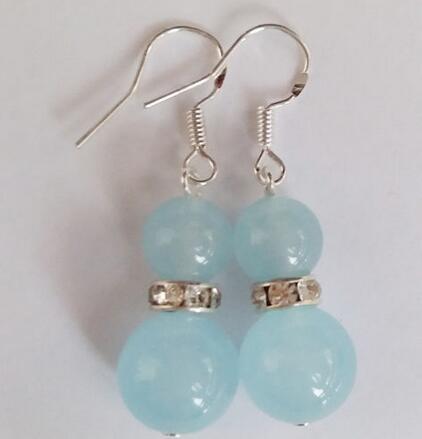 Free shipping 4Pairs 4Colors 8-10mm Gemstones Round Beads Dangle Silver Hook Earrings AAA+