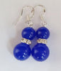 Free shipping 4Pairs 4Colors 8-10mm Gemstones Round Beads Dangle Silver Hook Earrings AAA+