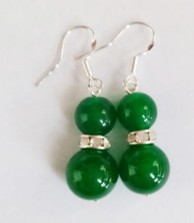 Free shipping 4Pairs 4Colors 8-10mm Gemstones Round Beads Dangle Silver Hook Earrings AAA+