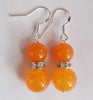 Free shipping 4Pairs 4Colors 8-10mm Gemstones Round Beads Dangle Silver Hook Earrings AAA+