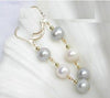 Free shipping 9-10mm AAA gary white Pearl Earrings 14K/20 YELLOW HOOK