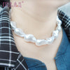 Crude Hyperbole pearl bead choker necklace Collier womem Bride Sweet Irregular Clavicle Short Ovel Pearl Necklaces