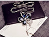 Free shipping! Fashion Navy blue crystal Spiral flower water drop glass tassel snake chain sweater chain jewelry accessory