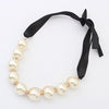 office career (OL) style women ribbon pearl set auger necklace jewelry 2021 black ribbon pearl necklace