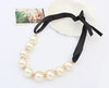 office career (OL) style women ribbon pearl set auger necklace jewelry 2021 black ribbon pearl necklace