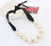 office career (OL) style women ribbon pearl set auger necklace jewelry 2021 black ribbon pearl necklace