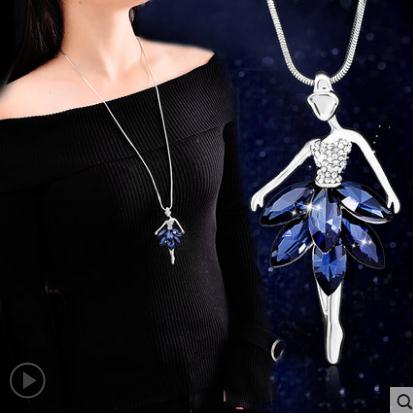 Free shipping! Female crystal water drop flower snake long chain necklace Bohemia snow simulated pearl pendant jewelry accessory