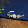 Free shipping Original Handmade HeTian YU Dasiy Bangle 100% pure 925 Sterling Silver bangle for women natural stone Jewelry