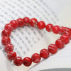 8mm red natural imperial beads bracelet women round semi-precious stone elegant jewelry 7.5inch B2001