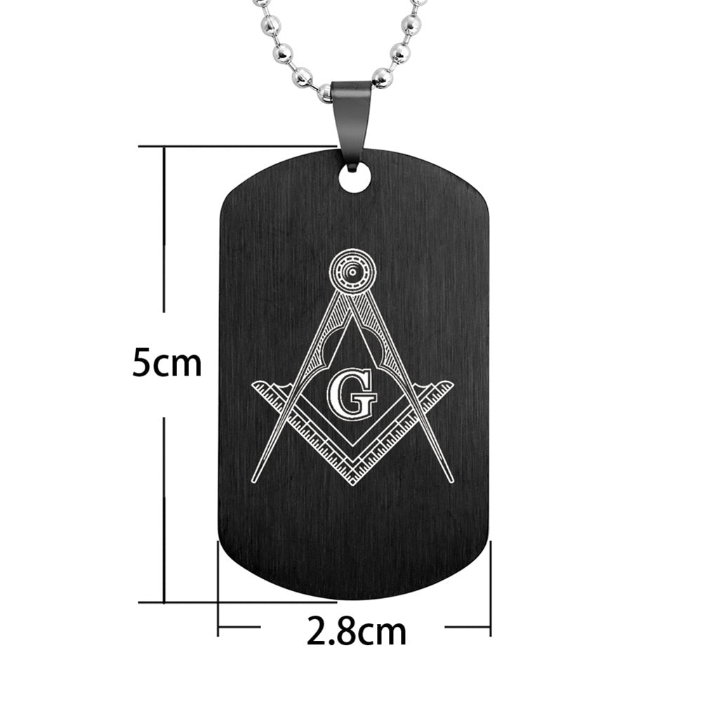FreeMason Symbol Printed Rectangle Stainless Steel Dog Tag Pendant Necklace Jewelry Gifts