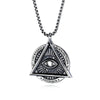 Freemason Demon Eye Men's Necklace Pendant Stainless Steel Letter Chain Meaning Never Lose Faith Believe Your Self Punk Jewelry
