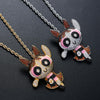 Freewear Powerpuff Girls Hiphop Jewelry Gold Micro Paved CZ Zircon Cartoon Character Blossom Pendant Necklace Iced Out Pendant