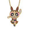 Freewear Powerpuff Girls Hiphop Jewelry Gold Micro Paved CZ Zircon Cartoon Character Blossom Pendant Necklace Iced Out Pendant