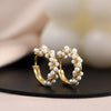 French Elegant Design Jewelry Round Twist Pearl Earrings Elegant Women's Daily Work Accessories