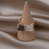 French Design Jewelry  Square Black and White Zircon Ring Elegant Women Prom Party Opening Adjustable Ring