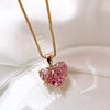 French Design Jewelry  Stitching Love Pink Zircon Earrings Elegant Women Wedding Party Accessories
