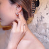 French Design Jewelry  Stitching Love Pink Zircon Earrings Elegant Women Wedding Party Accessories