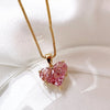 French Design Jewelry  Stitching Love Pink Zircon Earrings Elegant Women Wedding Party Accessories