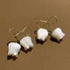 French Design Jewelry Simple Bow Natural Shell Tulip Flowers Earrings Elegant Women Gala Party Accessories