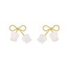 French Design Jewelry Simple Bow Natural Shell Tulip Flowers Earrings Elegant Women Gala Party Accessories