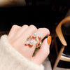 French Romantic Double and Triple Pearl Zircon Rings For Woman 2022 Korean Jewelry Gothic Party Girl's Unusual Ring Set