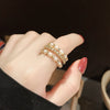 French Romantic Double and Triple Pearl Zircon Rings For Woman 2022 Korean Jewelry Gothic Party Girl's Unusual Ring Set