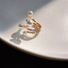 French Romantic Double and Triple Pearl Zircon Rings For Woman 2022 Korean Jewelry Gothic Party Girl's Unusual Ring Set