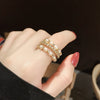French Romantic Double and Triple Pearl Zircon Rings For Woman 2022 Korean Jewelry Gothic Party Girl's Unusual Ring Set