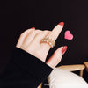 French Romantic Double and Triple Pearl Zircon Rings For Woman 2022 Korean Jewelry Gothic Party Girl's Unusual Ring Set