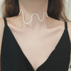 French Style Retro Minority Design Three-Dimensional Wave Line Pearl Necklace Elegant Graceful Choker Collar Neck Ornaments