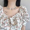 French beaded blue flower cute necklace female choker clavicle chain necklace