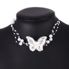 French retro temperament mesh butterfly flower multi-layer fishing line pearl clavicle chain