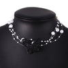 French retro temperament mesh butterfly flower multi-layer fishing line pearl clavicle chain