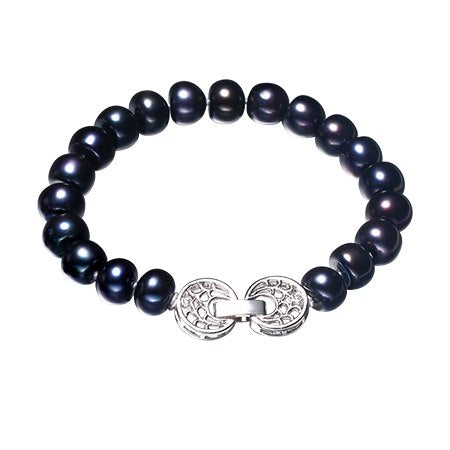 100% Natural Black Pearl Bracelet, Sterling Silver Jewelry 925 Bracelet for women best birthd gifts wedding