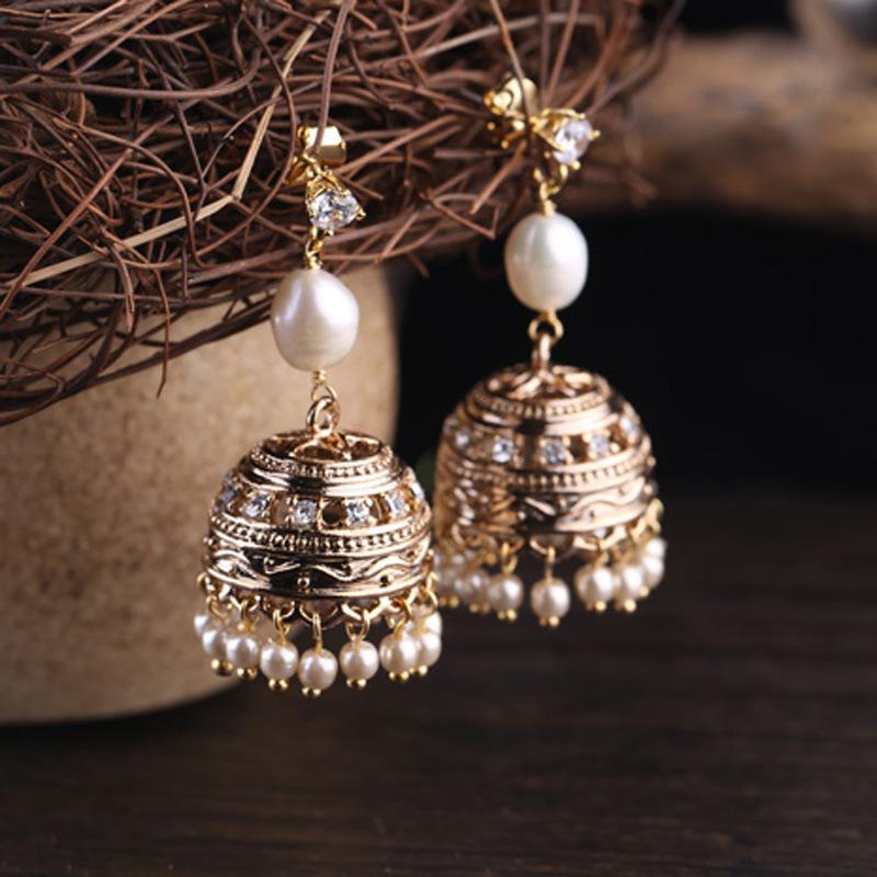 Pearl Bell Small Fringe Long Handmade Earrings Female Wholesale Retro Bohemian National In Style LX09