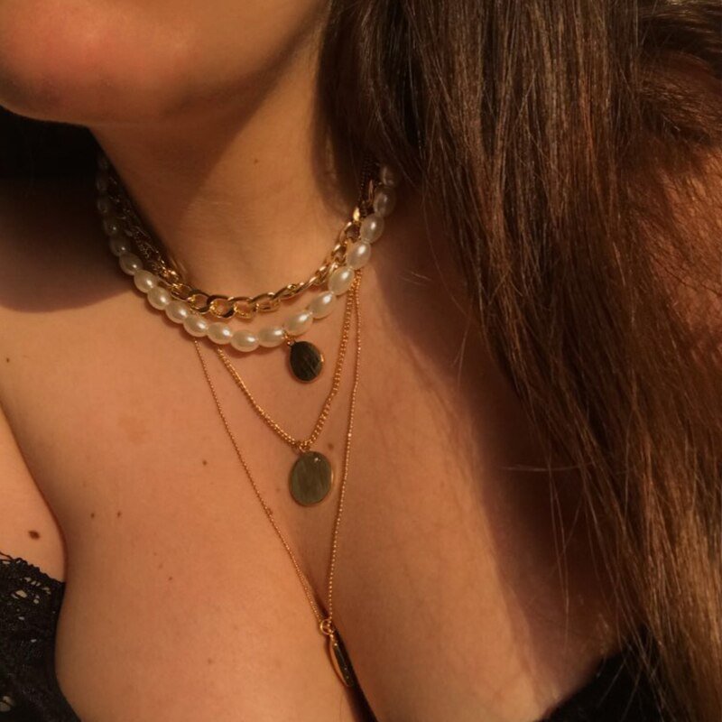 Freshwater Pearl Necklace Temperament Necklace Kshmir Vintage Baroque Natural Female Beads Birthday Women Geometric