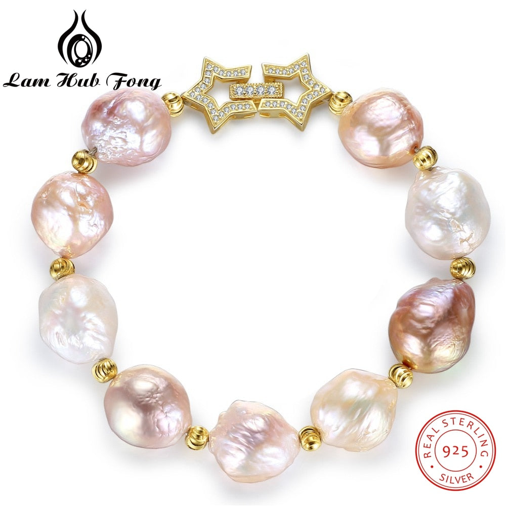 Pearl Strand Bracelet 13-14mm Natural Multi Color Baroque Style Casual Trendy Bracelet for Women Party Gift Wholesale