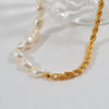 Freshwater Pearl Twist Chain Stitching Ladies Necklace Pearl Necklace For Gril With Pendant 316L Stainless Steel 18K Gold Filed