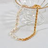 Freshwater Pearl Twist Chain Stitching Ladies Necklace Pearl Necklace For Gril With Pendant 316L Stainless Steel 18K Gold Filed