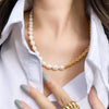 Freshwater Pearl Twist Chain Stitching Ladies Necklace Pearl Necklace For Gril With Pendant 316L Stainless Steel 18K Gold Filed