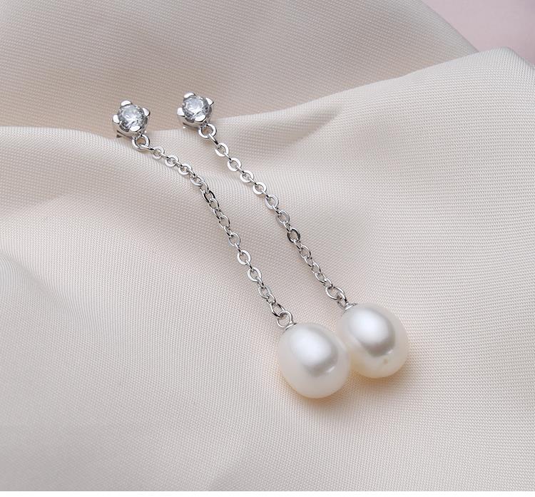 pearl earrings 925 silver jewelry women,fashion natural drop Pearl Earrings wedding girl birthd gift white dangle