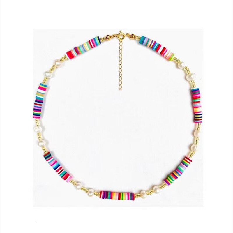 Freshwater pearl necklace colorful silicone short necklace Gifts handmade necklace 2021 adjustable choker necklace