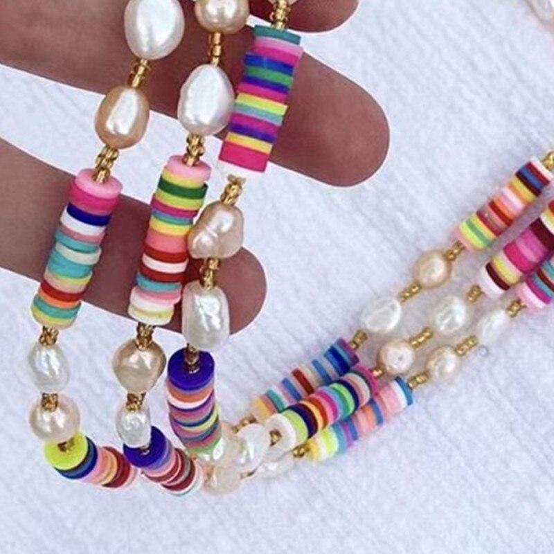 Freshwater pearl necklace colorful silicone short necklace Gifts handmade necklace 2021 adjustable choker necklace