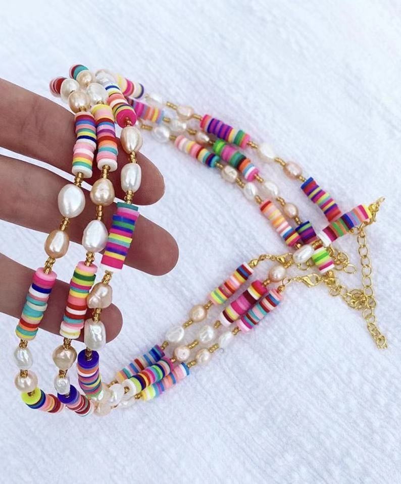 Freshwater pearl necklace colorful silicone short necklace Gifts handmade necklace 2021 adjustable choker necklace