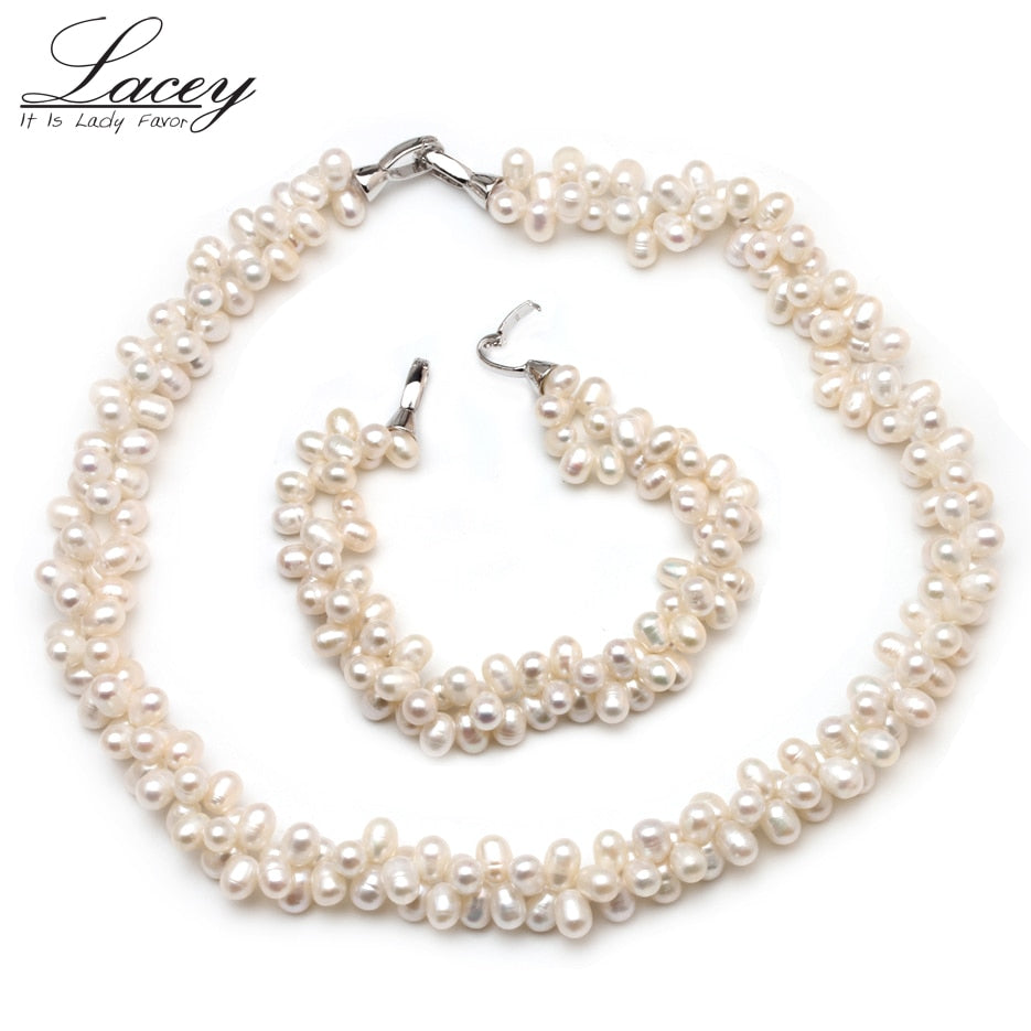 pearl necklace jewelry sets for women,fashion real pearl necklace bracelet jewelry sets drop shipping fine gift