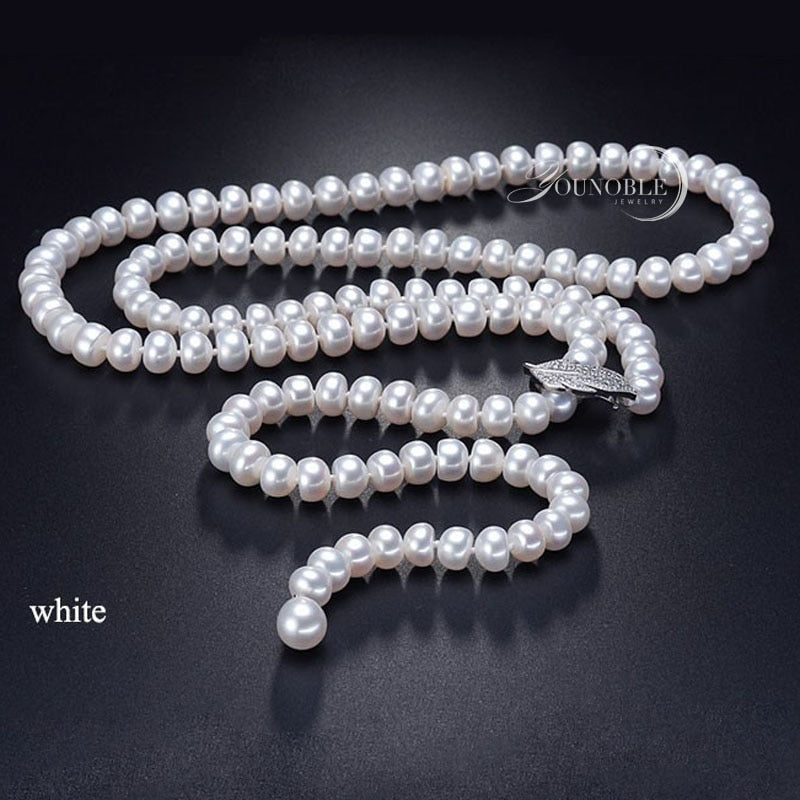 tassel long pearl necklace women,real natural bridal pearl necklace body multi layer color for girls best friend